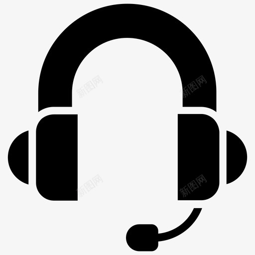 带麦克风的耳机音频设备耳机图标svg_新图网 https://ixintu.com 商业和金融字形图标 带麦克风的耳机 耳机 音频设备