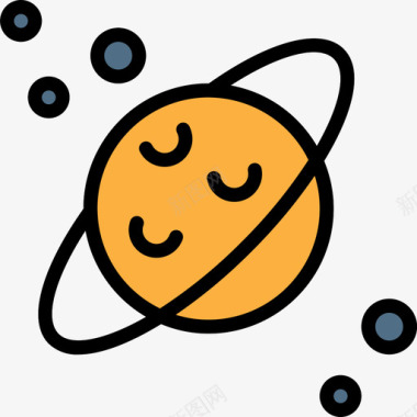 土星106号太空线性颜色图标图标