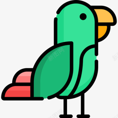 鹦鹉巴西嘉年华13线性颜色图标图标
