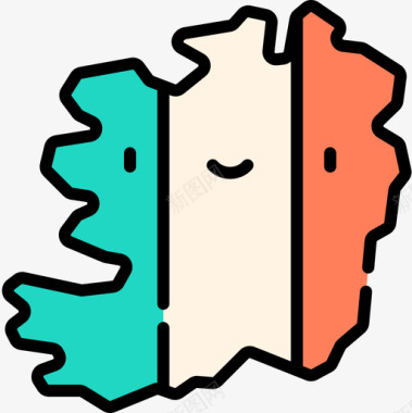 爱尔兰圣帕特里克第7天线性颜色图标图标