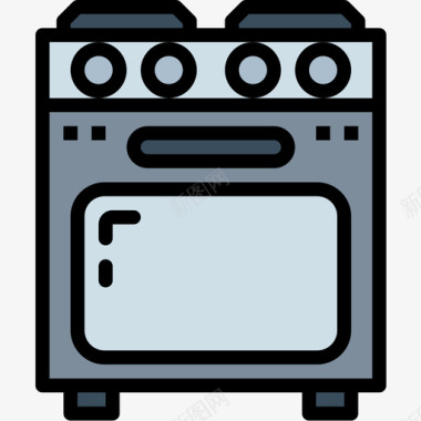 炉灶厨房工具19线性颜色图标图标