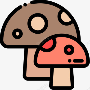 蘑菇自然69线形颜色图标图标