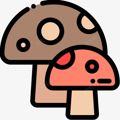 蘑菇自然69线形颜色图标svg_新图网 https://ixintu.com 线形 自然 蘑菇 颜色