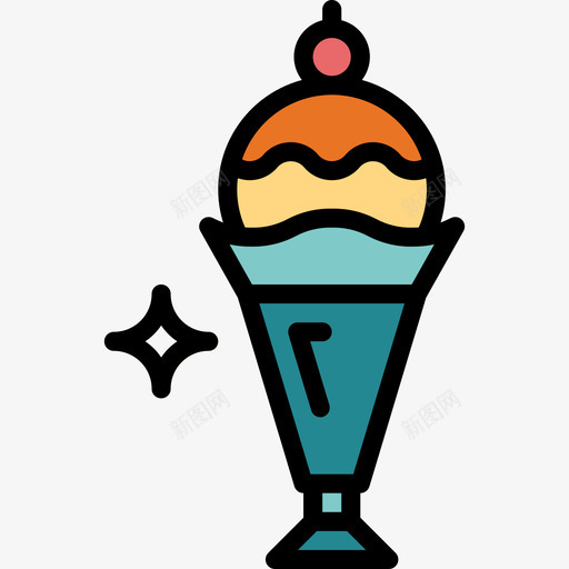 圣代冰淇淋18原色图标svg_新图网 https://ixintu.com 冰淇淋 原色 圣代