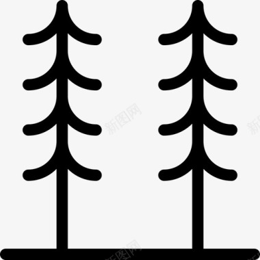 树木滑雪直线图标图标
