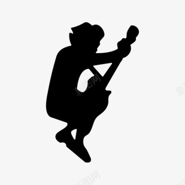 摇滚明星跳吉他手音乐图标图标