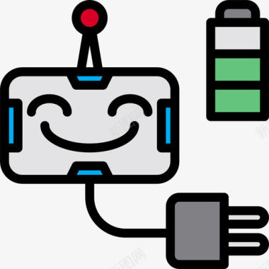 机器人android3线性颜色图标图标