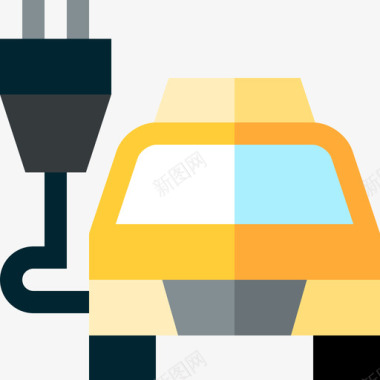 电动汽车出租车服务7扁平图标图标