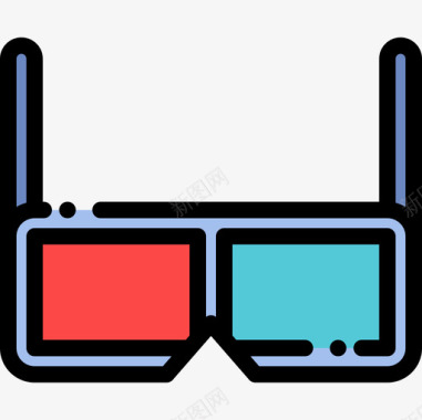 3d眼镜电影工业7线性彩色图标图标