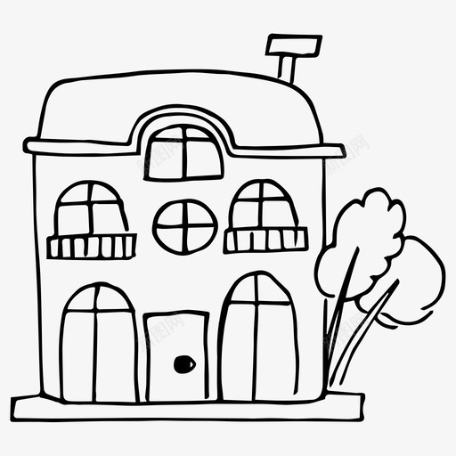 房子建筑城市图标svg_新图网 https://ixintu.com 城市 建筑 房子 手绘