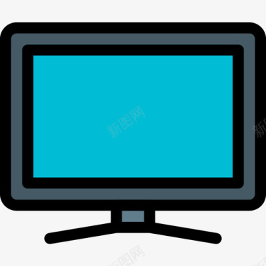 显示器台式计算机3台线性彩色图标图标