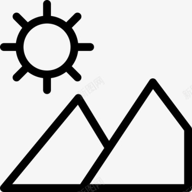 自然山脉圆形图标图标