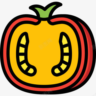 番茄食品132线形颜色图标图标