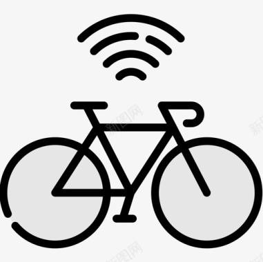 自行车智能城市5线性颜色图标图标