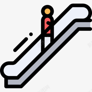 自动扶梯火车站2线颜色图标图标