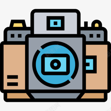 摄影照相机和配件4线颜色图标图标