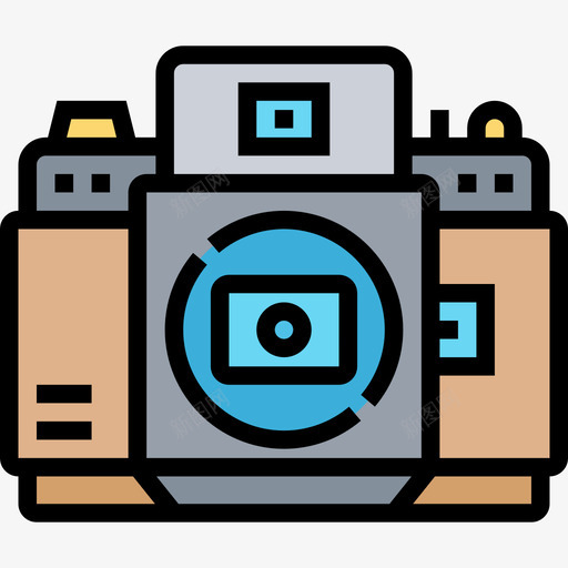 摄影照相机和配件4线颜色图标svg_新图网 https://ixintu.com 摄影 照相机 配件 颜色