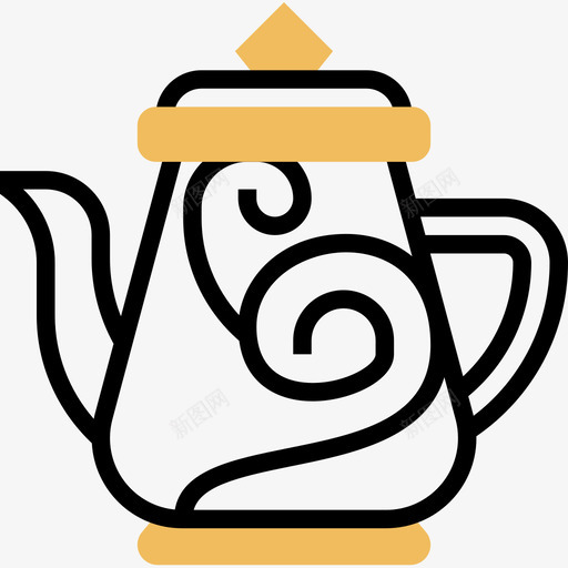 茶壶复古装饰21黄影图标svg_新图网 https://ixintu.com 复古装饰21 茶壶 黄影