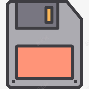 磁盘计算机硬件11线性彩色图标图标
