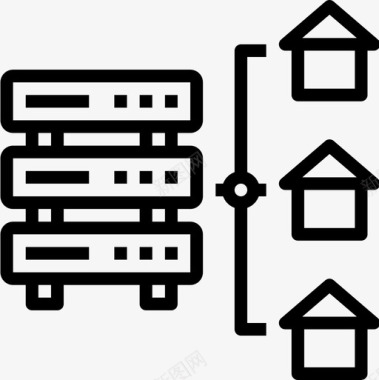 家庭计算机网络线性图标图标