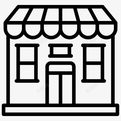 商店商业建筑市场图标svg_新图网 https://ixintu.com 商业建筑 商店 图标 市场 店面 建筑 线图
