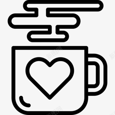 热咖啡74号咖啡厅直线型图标图标