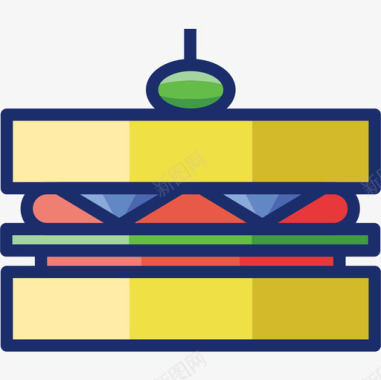 三明治食品饮料7线性颜色图标图标