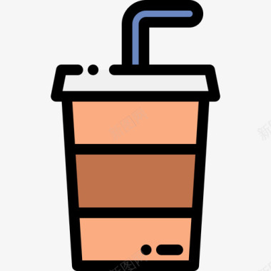 咖啡24号咖啡厅线性颜色图标图标