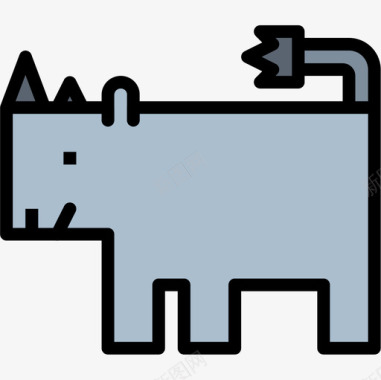 犀牛动物6线形颜色图标图标