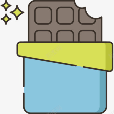 巧克力食品饮料6线性颜色图标图标
