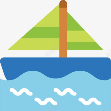 帆船钓鱼18扁平图标图标
