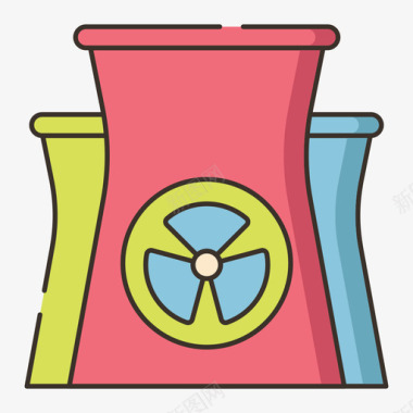 核电站油气2线性颜色图标图标
