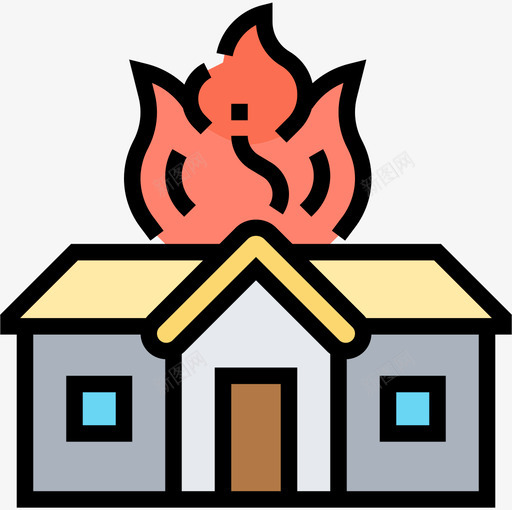 火灾保险32线性颜色图标svg_新图网 https://ixintu.com 保险32 火灾 线性颜色