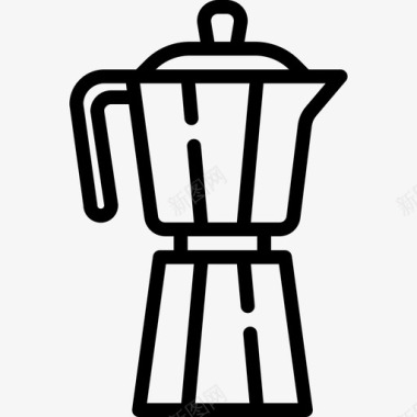 水壶咖啡店74号直线型图标图标