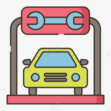 车库汽车服务31线性颜色图标图标