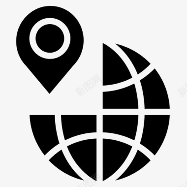 全球地图和导航6实线图标图标