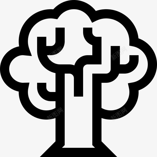 橡树花和植物线形图标svg_新图网 https://ixintu.com 植物 橡树 线形