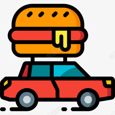 汽车送餐29线性颜色图标图标