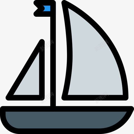 帆船旅游2线色图标svg_新图网 https://ixintu.com 帆船 旅游 线色