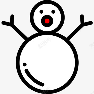 雪人假日38线性颜色图标图标