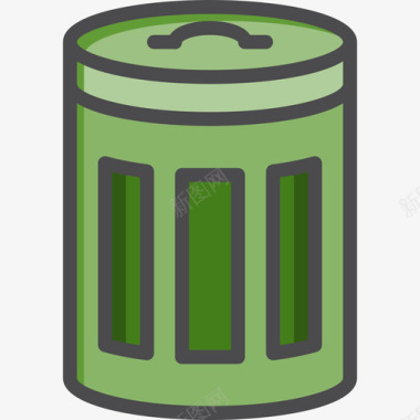 垃圾箱清洁设备3线性颜色图标图标