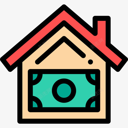 房子保险25线性颜色图标svg_新图网 https://ixintu.com 保险 房子 线性 颜色