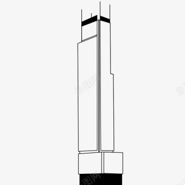 三个世界贸易中心市中心摩天大楼图标图标