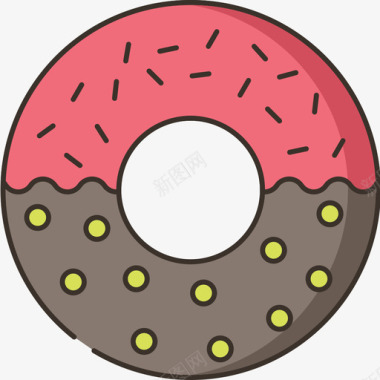 甜甜圈食品饮料6线性颜色图标图标