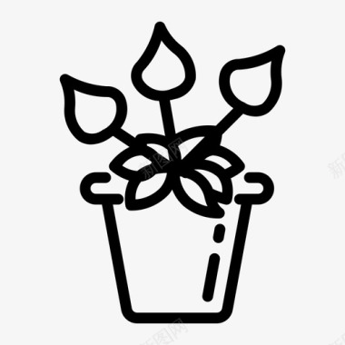 毛茛花植物花盆图标图标