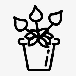 花盆毛茛花植物花盆图标高清图片