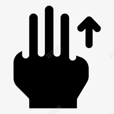 三个手指向上滑动触摸手势字形图标图标