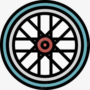 车轮23号自行车线型颜色图标图标