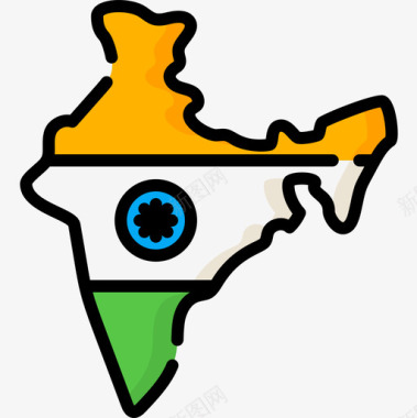 印度印度共和国第二天线性颜色图标图标