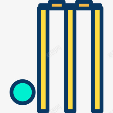 板球运动和游戏7线性颜色图标图标